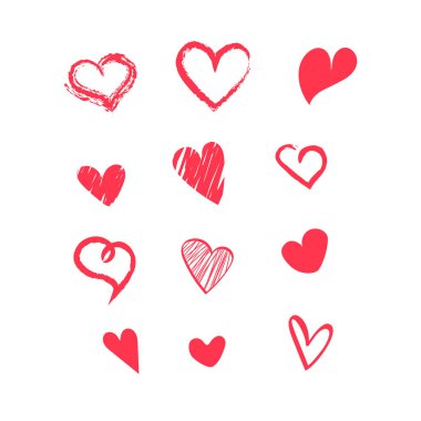 Elle çizilmiş kalp koleksiyonu Sevgililer Günü