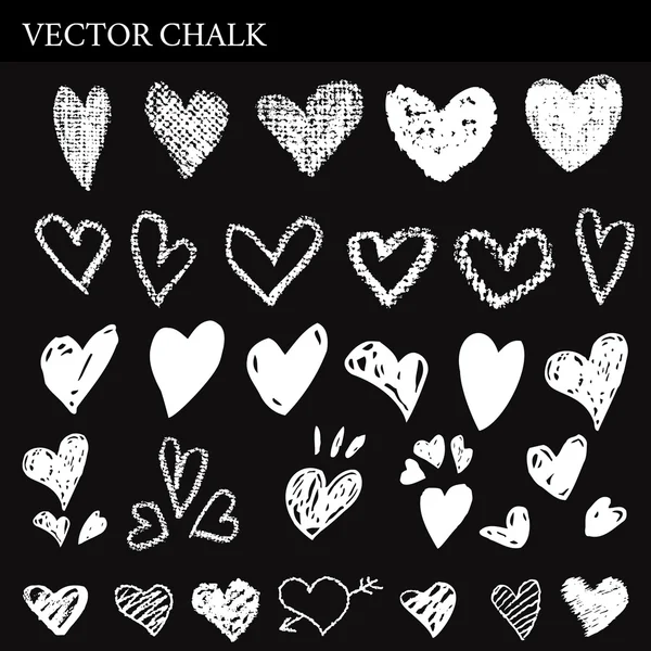 Ruky nakreslené křídou srdce kolekce — Stockový vektor