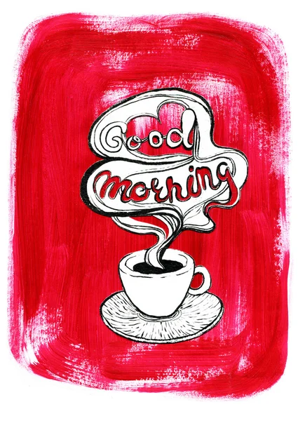 White coffee cup on painted red acrylic background — Stockfoto