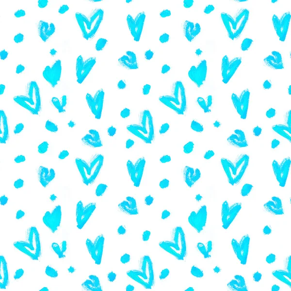 Stylish pattern with cyan blue watercolour hearts — Stock Photo, Image