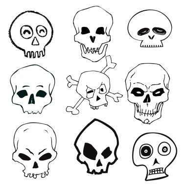 elle çizilmiş skull seti