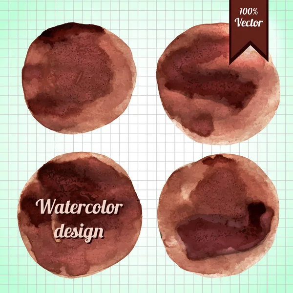 Набор акварельных пятен для кофе — стоковый вектор