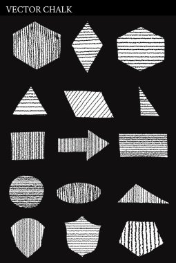 Vektör tebeşir şekiller Grunge tasarım unsurları ayarla