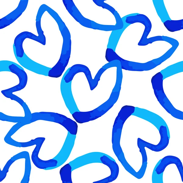 Modèle vectoriel sans couture avec des coeurs bleus. Aquarelle texture graphique fond . — Image vectorielle