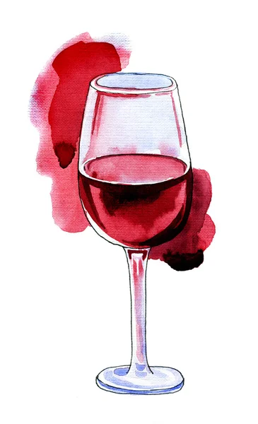 하얀 배경에 붉은 포도주를 분리 해 놓은 유리 — 스톡 사진