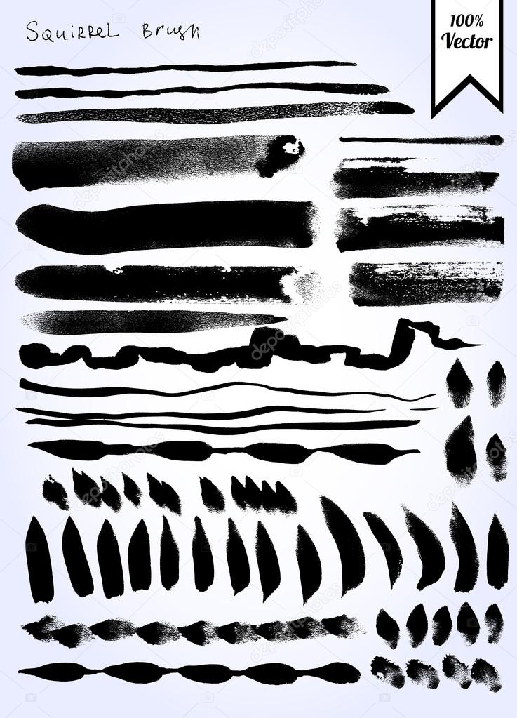 Vector set of grunge watercolor brush strokes