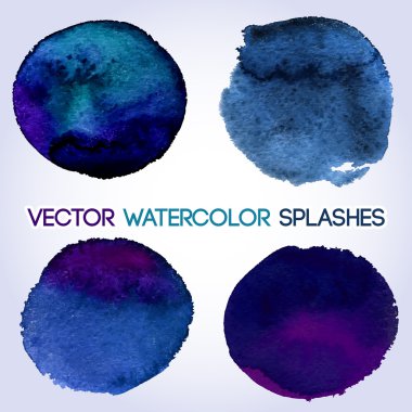 Koyu tonları suluboya yuvarlak şekilli tasarım öğeleri