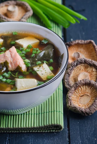 Vedere Aproape Supa Japoneză Miso Food Într Castron — Fotografie, imagine de stoc