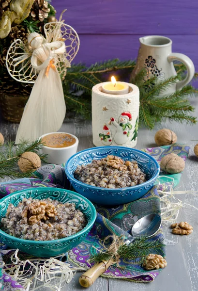 Vista Cerca Kutia Tradicional Plato Dulce Navidad Ucrania — Foto de Stock
