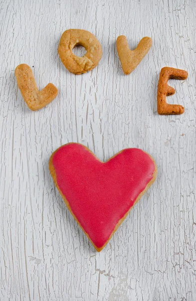 Lindas Galletas San Valentín Sobre Fondo Madera —  Fotos de Stock