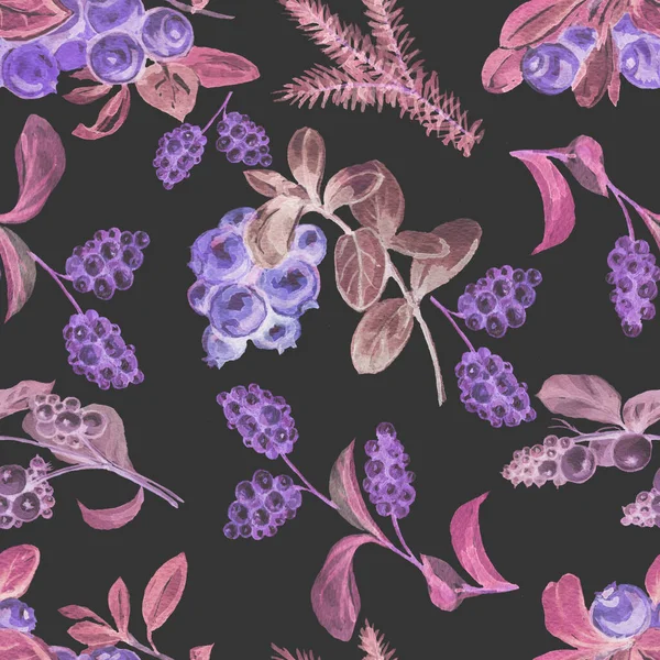 Lingonberry Ručně Kreslený Akvarel Jasně Krásný Tisk Textil Pozadí Les — Stock fotografie