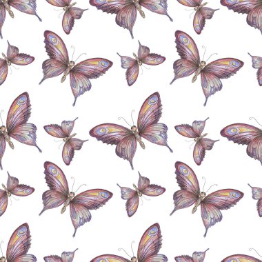 Kelebek suluboya elle çizilmiş. Beyaz arka planda ayrı bir elemente sahip bir resim. Vahşi yaşam böcekleri. Orman, tarla, çayır. Yazdır, tekstil. Eski, eski.