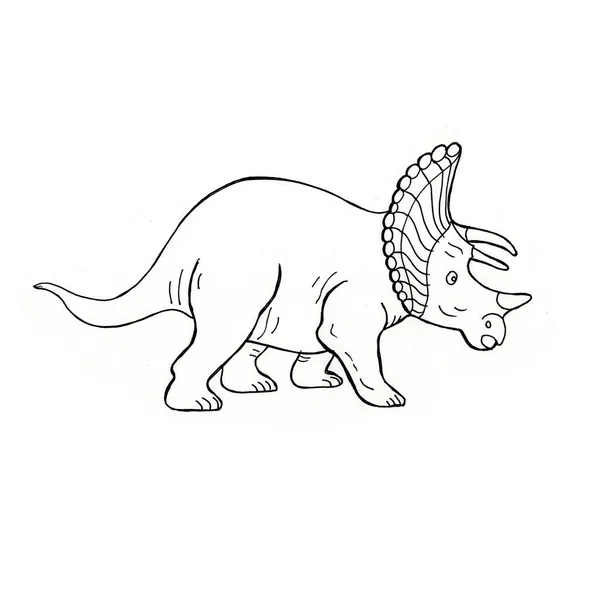 Dinosaur Triceratops Coloring Doodle Outline Vector Hand Drawn Illustration Print — Stock Photo, Image
