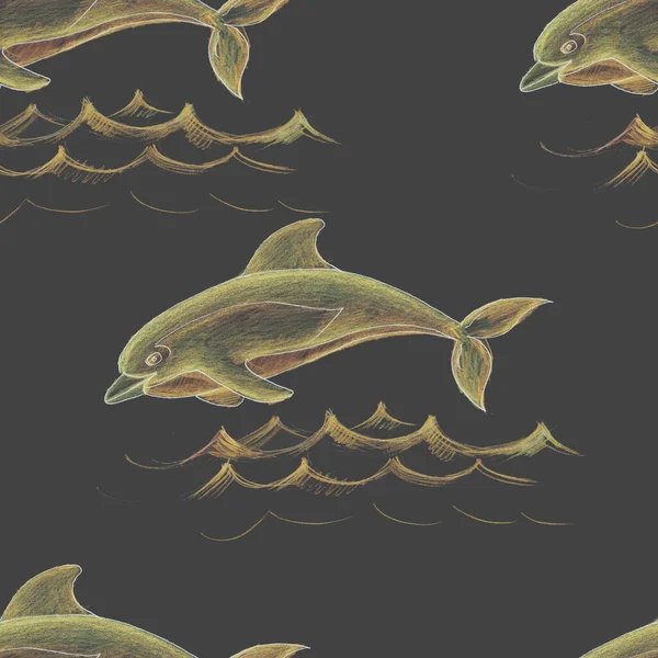 ปลาโลมาโลมาภาพวาดส าวาดด วยม ปลา โลกใต ทะเลสาบ ทะเล ตกปลา ตกปลา แยกองค — ภาพถ่ายสต็อก