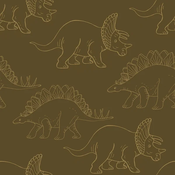 恐龙三脚龙 涂色涂鸦 矢量手绘图解 纺织品 儿童彩色书 老式风格 野生史前自然 — 图库照片