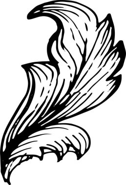 Acanthus yaprağı, Viktorya tarzı, Barok, bukleler, köşeler. Grafiksel el çizimi vektör çizimi. Baskı, tekstil, kağıt. Mürekkep, satır, gravür. paternn