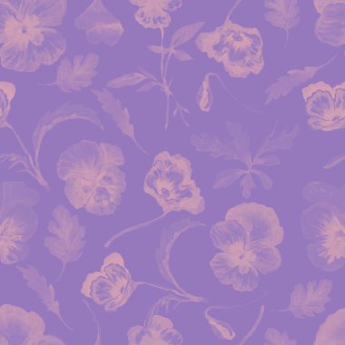 Hanım evlatları, çiçekler, çiçek, çiçek. Kusursuz desen, iz, tekstil. El yapımı suluboya çizimi. İlkbahar, yaz, doğa. Mor, sarı, pembe