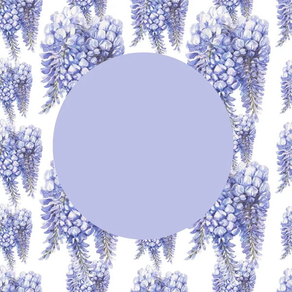 Wisteria Blommor Lila Blå Handritad Akvarell Illustration Sömlöst Mönster Skriv — Stockfoto