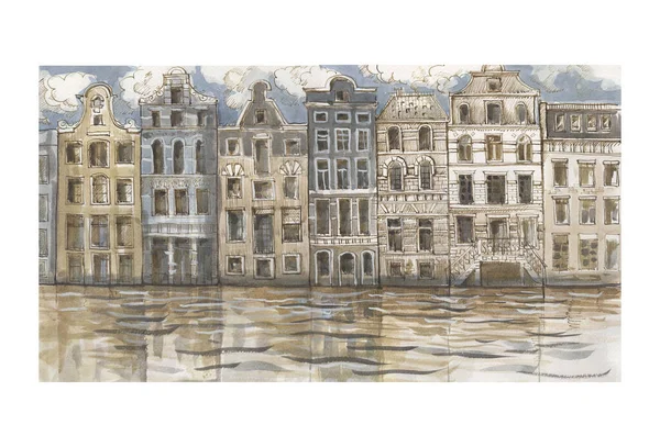 Historische Gebouwen Aan Het Kanaalwater Venetië Amsterdam Architectuur Reizen Toerisme — Stockfoto