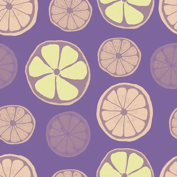 柑橘類レモンライムオレンジグレープフルーツイラストフルーツ手描きプリントテキスタイルパターンシームレスプリントテキスタイルベジタリアンフードジュースジャム — ストック写真