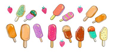 Dondurma grafikli el çizimi tekstil tatlıları yaz buzları pürüzsüz