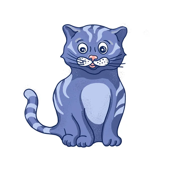 Kočka Roztomilé Kreslené Kreslené Ilustrace Ručně Kreslené Patern Bezešvé Potisk — Stock fotografie