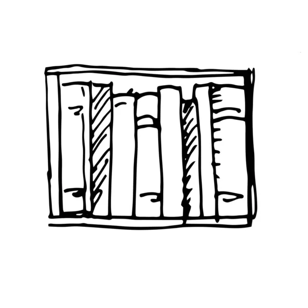 Regal Für Bücher Doodle Graphiken Skizze Handgezeichnete Illustration Haushaltsgegenstände Hobby — Stockvektor