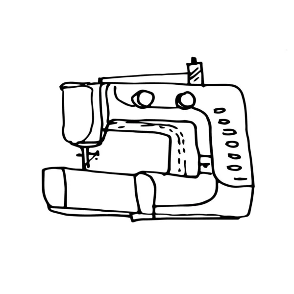 Швейная Машинка Каракули Графический Эскиз Ручной Работы Иллюстрации Домашние Принадлежности — стоковый вектор