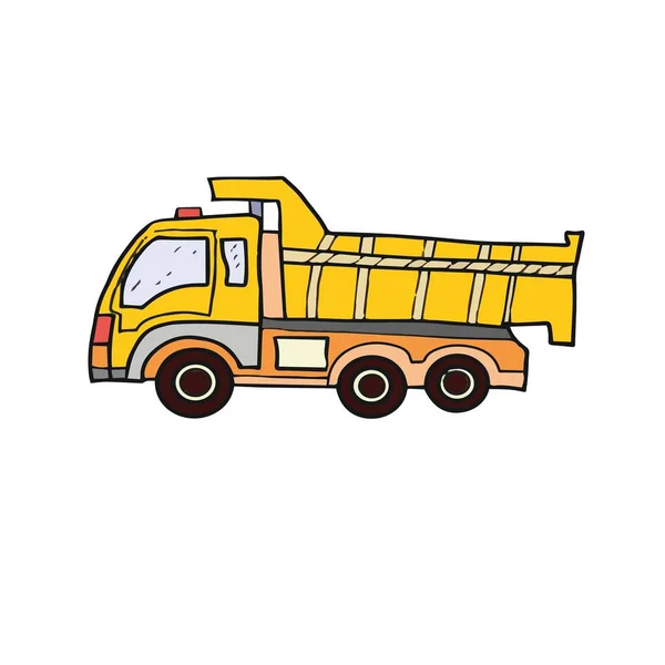 Cars Truck Kids Cartoon Pictures Road Dump Truck Doodle Sketch — Stock Vector