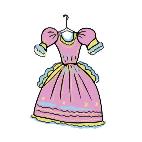 Robe Conte Fées Pour Princesse Gribouillis Autocollants Pour Filles Illustration — Image vectorielle