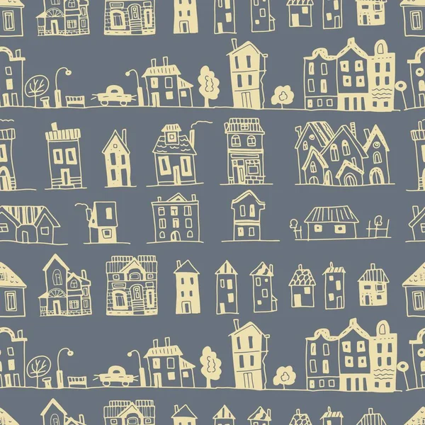 Maisons Style Scandinave Illustration Vectorielle Graphique Dessinée Main Croquis Gribouillis — Image vectorielle