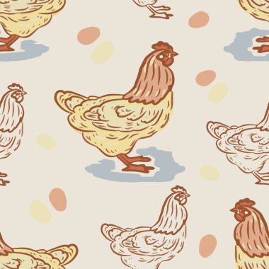 Kuş çiftliği tavukları ördekler horozlar hindiler vektör çizimleri elle çizilmiş. Renk yazdırma tekstil ürünleri et arkaplanı