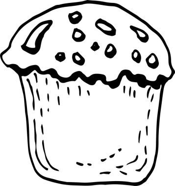  Pişirme, tatlılar. Çizim, eskiz, klasik, eski tarz. Yazdır, tekstil, kağıt, menü. Beyaz arka planda izole elementler. Dondurma topları vazoda. Kek, çörek, kremalı pasta. El çizimi grafikler..