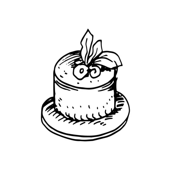 Pasteles Pasteles Cupcakes Gráficos Vectoriales Grabado Boceto Cuadro Dibujado Mano — Vector de stock