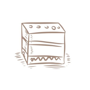 Pastalar kek vektör grafikleri kabartma çizimi. Elle çizilmiş tatlı yemek menüsü hamur tatlısı. Tekstil logosunu geri gruplandırName