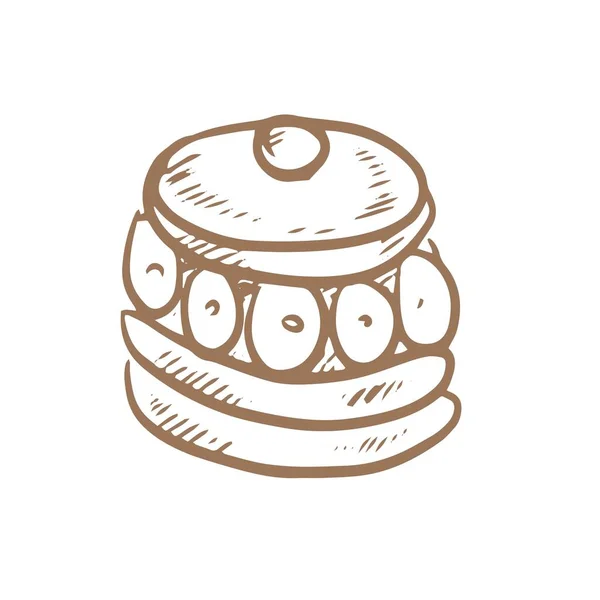 Bolos Pastelaria Cupcakes Gráficos Vetoriais Gravura Esboço Quadro Desenhado Mão — Vetor de Stock