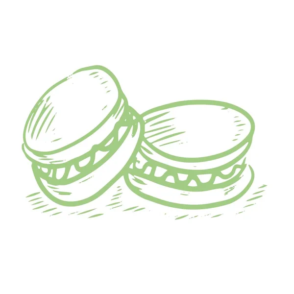 Gebäck Kuchen Cupcakes Vektorgrafik Gravur Skizze Handgezeichnetes Bild Süße Speisenkarte — Stockvektor