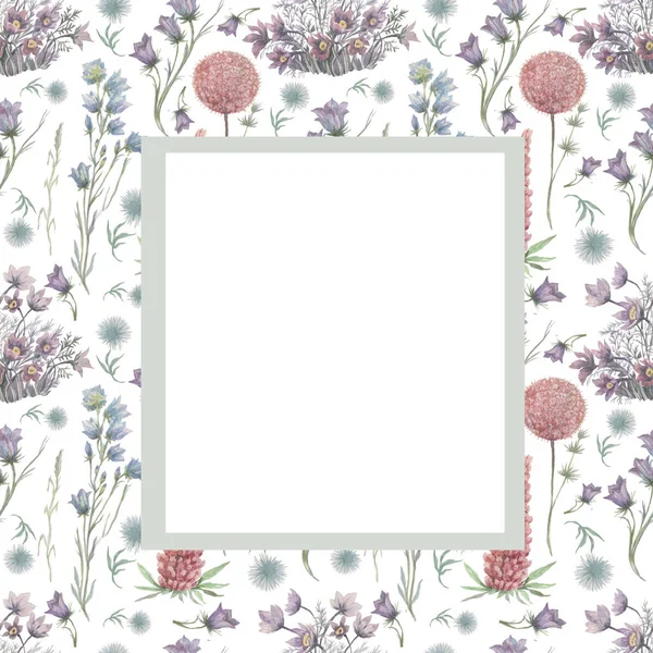 Blommor Svamp Amanita Ormbunke Skog Örter Akvarell Krukväxter Blad Akvarell — Stockfoto
