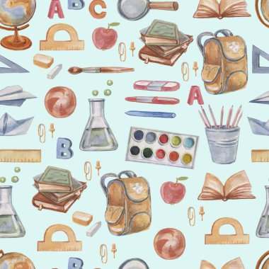 Okul malzemeleri elle klipsleme suluboya ayarladı. Tekstil gerçekçiliği, küreselleşme kitaplarını patern olmadan yazdır