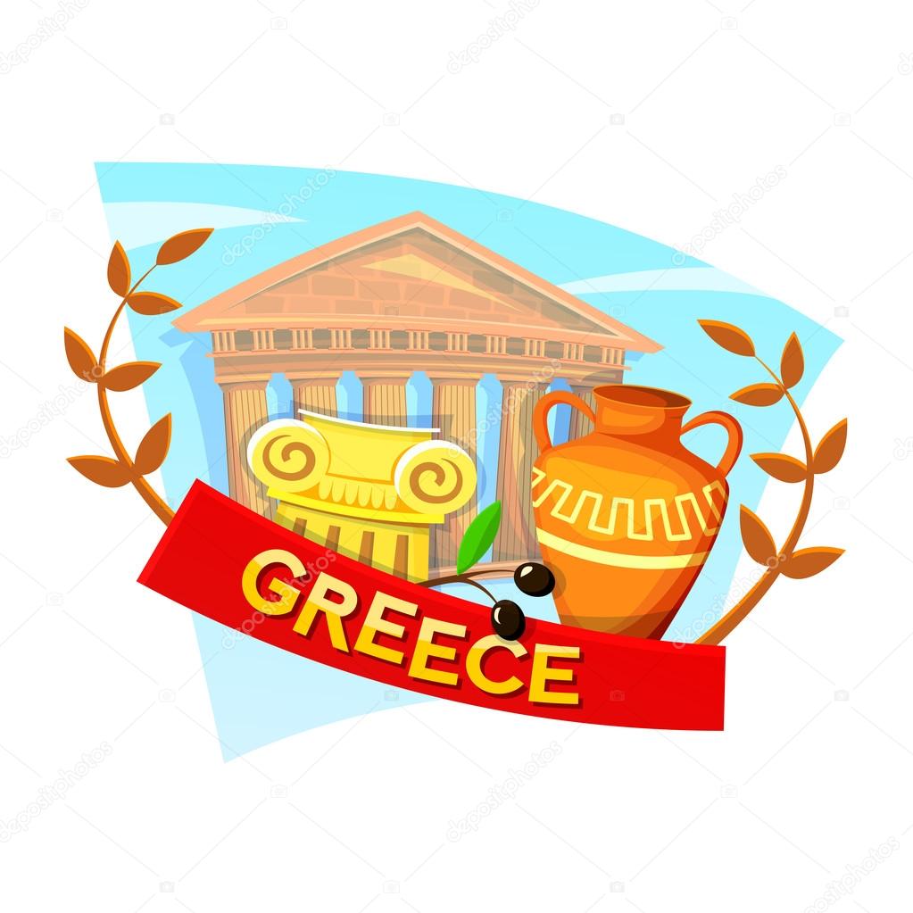 Greece concept design with national attributes, vector illustration
