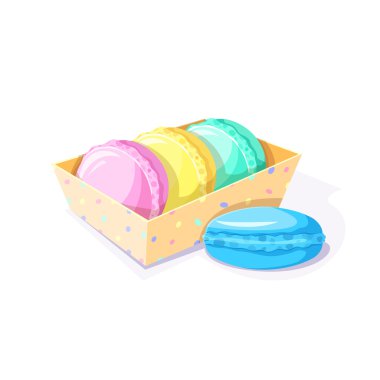 Üç macaroons kutusuyla