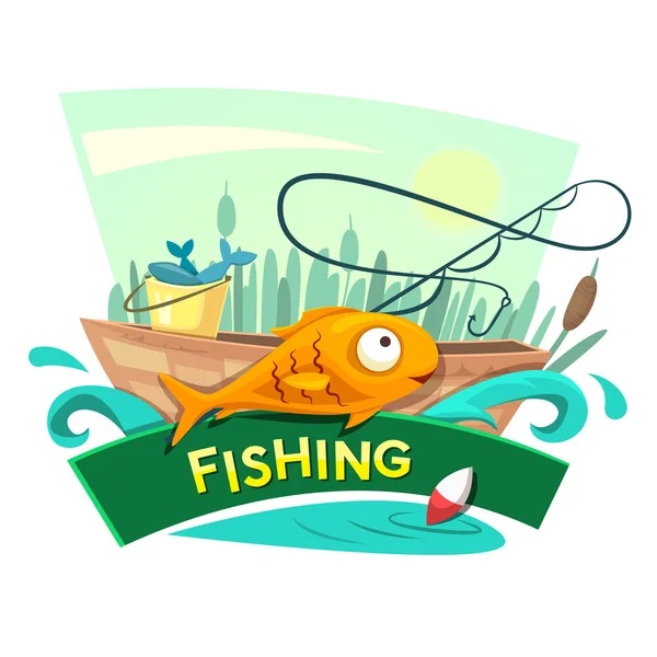 Fishing concept design — Stock Vector