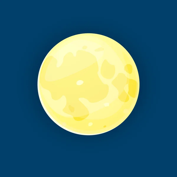 Luna amarilla en estilo de dibujos animados — Vector de stock