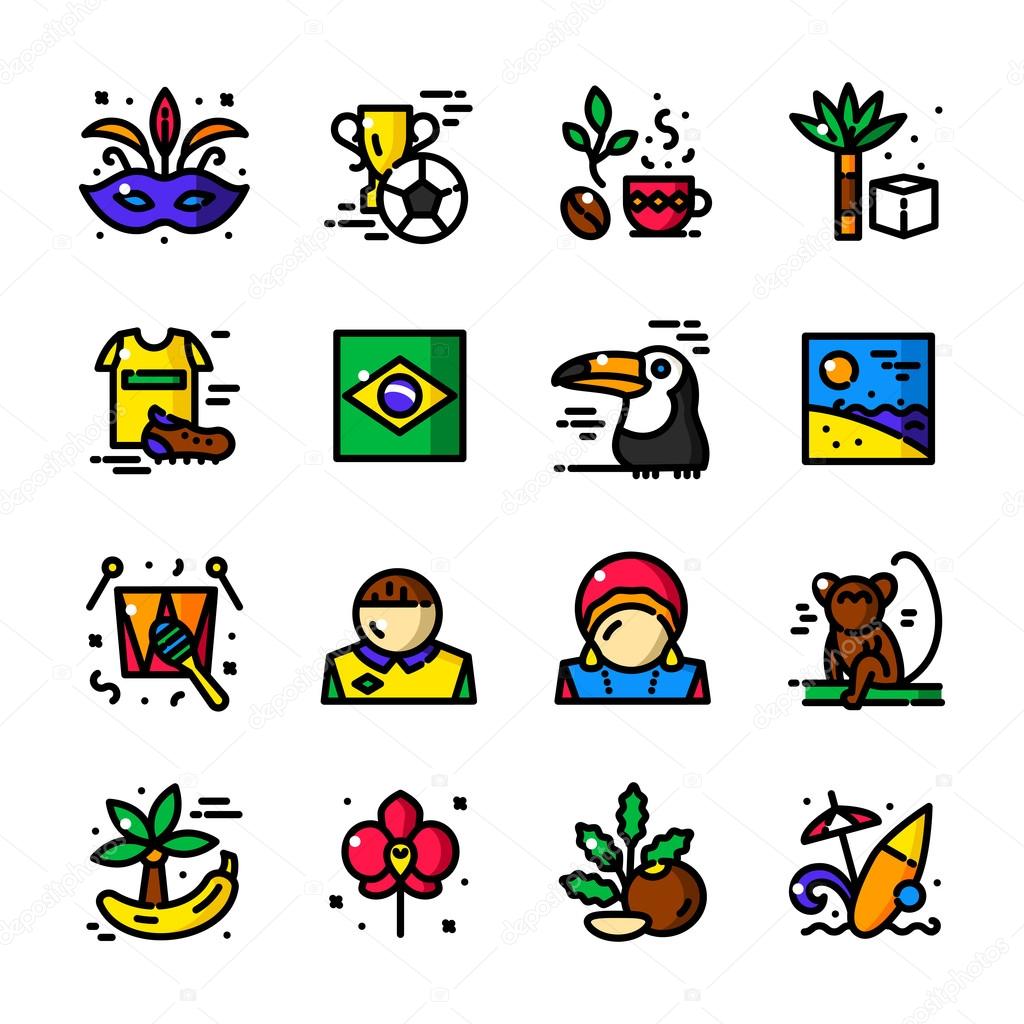 Thin line Brazil icons set, Rio de Janeiro outline logos vector illustration