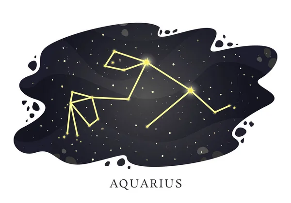 Constellation Zodiaque Verseau Sur Fond Ciel Nocturne Horoscope Astrologique Illustration — Image vectorielle