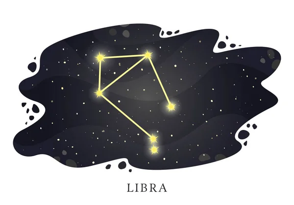 黄道带星座天秤座在夜空的背景上 占星术星座 矢量说明 — 图库矢量图片