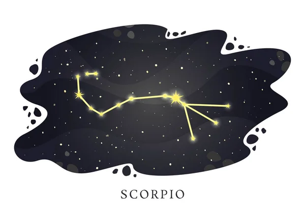 Zvěrokruhová Konstelace Scorpio Pozadí Noční Oblohy Astrologický Horoskop Vektorová Ilustrace — Stockový vektor