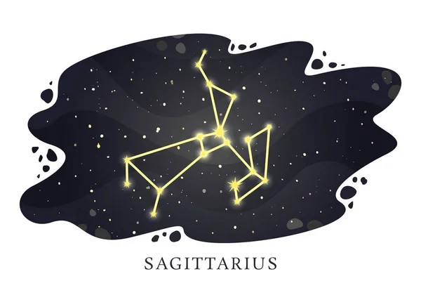 Constelația Zodiacală Săgetător Fundalul Cerului Noapte Semnul Horoscopului Astrologic Ilustrație — Vector de stoc