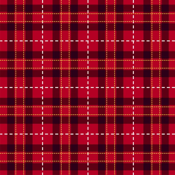 Rode Tartan Ruitvormige Materiaal Achtergrond Naadloos Patroon Vectorillustratie — Stockvector