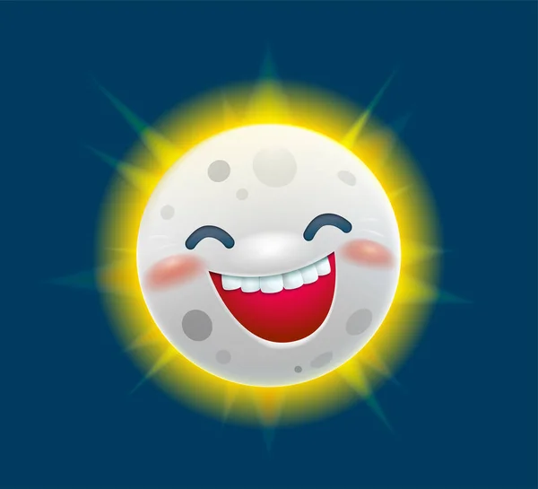 Ολική Ηλιακή Έκλειψη Χαμογελαστό Πρόσωπο Της Σελήνης Εικονογράφηση Διανύσματος — Διανυσματικό Αρχείο